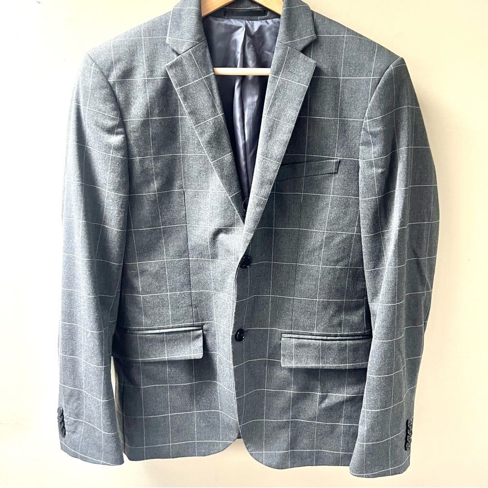 H&M Gray Windowpane Blazer